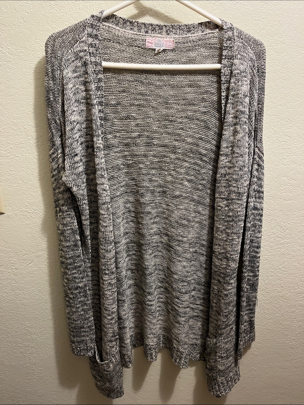 Pink Republic Marled Gray Open-Front Cardigan